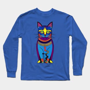 Abstract Geometric Vampire Cat Long Sleeve T-Shirt